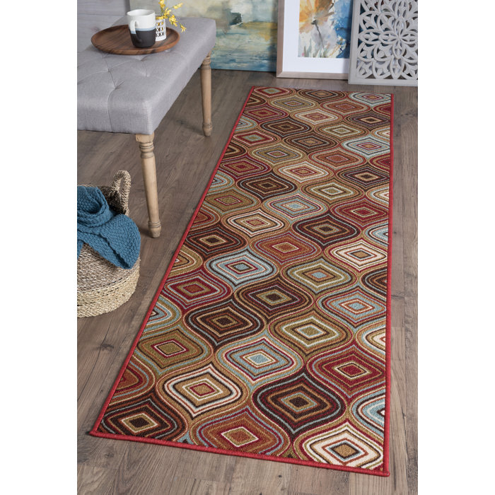 Ebern Designs Bade Geometric Brown/Beige/Cream/Gold/Burgundy/Rust/Seafoam/ Mossy Green Area Rug